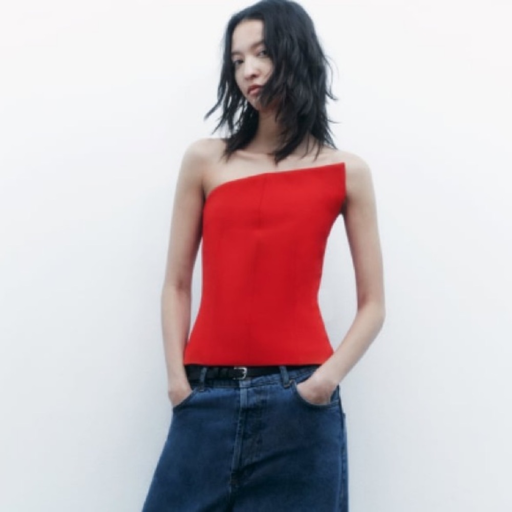 Zara Red Asymmetrical Top